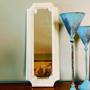 Vintage Faux Bamboo Cream Rectangular Accent Mirror by Homco Retro Boho Decor